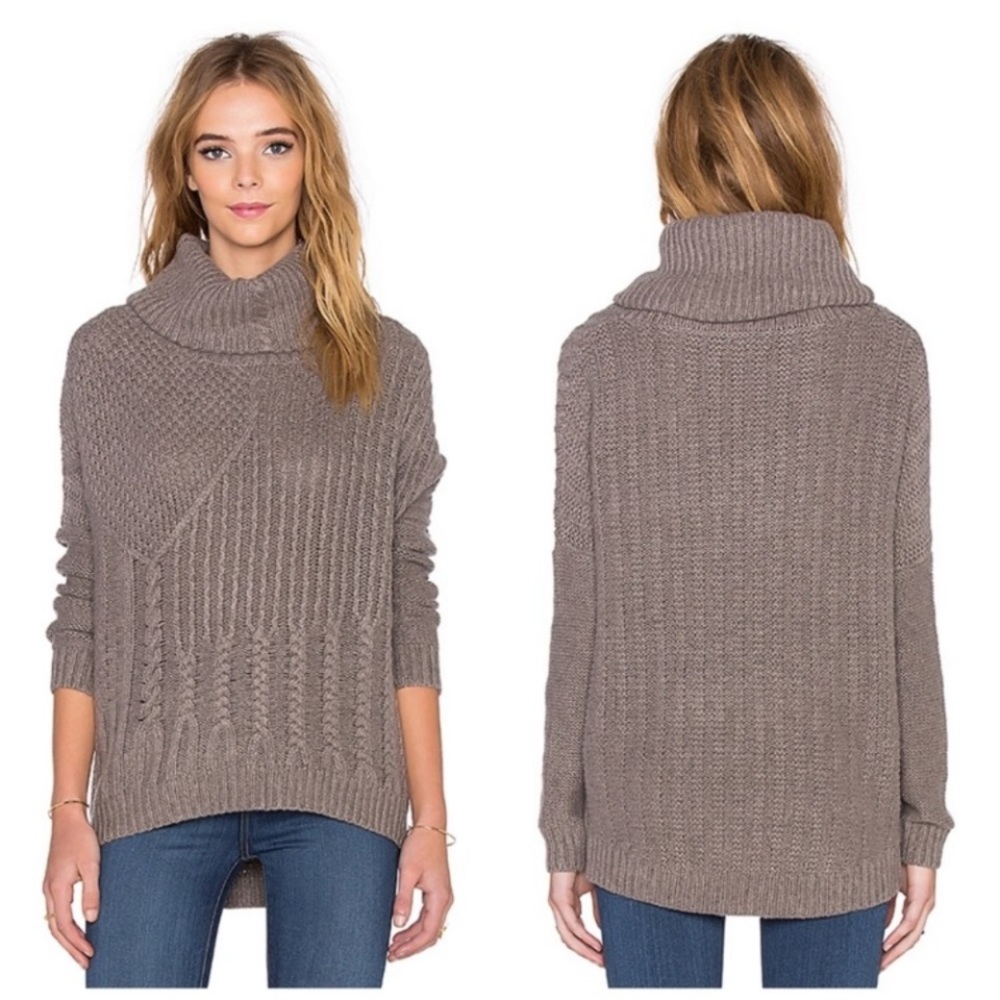 Splendid grey cable knit cowlneck